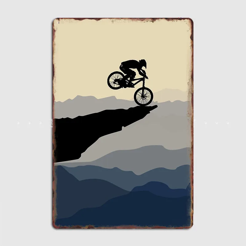 MTB posing on the precipice Vintage Metal Plaque Posters Club Home Decor Indoor Outdoor Tin Sign Room Wall Decor