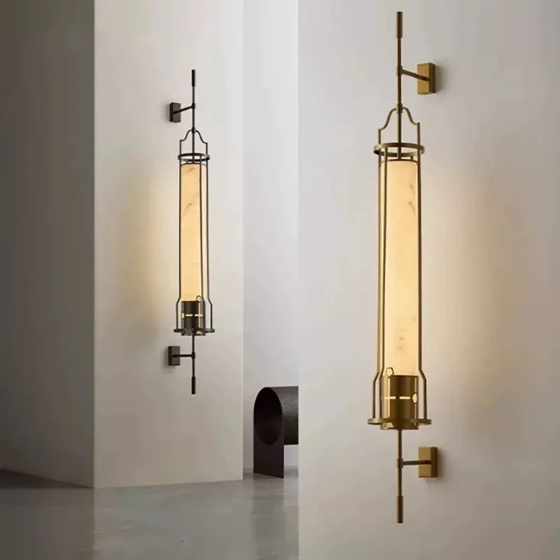 Contemporary Luxury Wall Lamps Long Pole LED Wall Sconces Villa Living Room Hotel Background of The Meeting Hall Adorn Fixtures