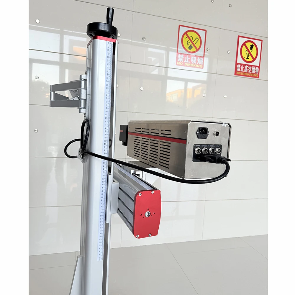 Auto Online Flying Co2 Laser Marking Machine Expiry Date Batch Code Laser Printer for Plastic Bags Cable Wire Pet Bottle