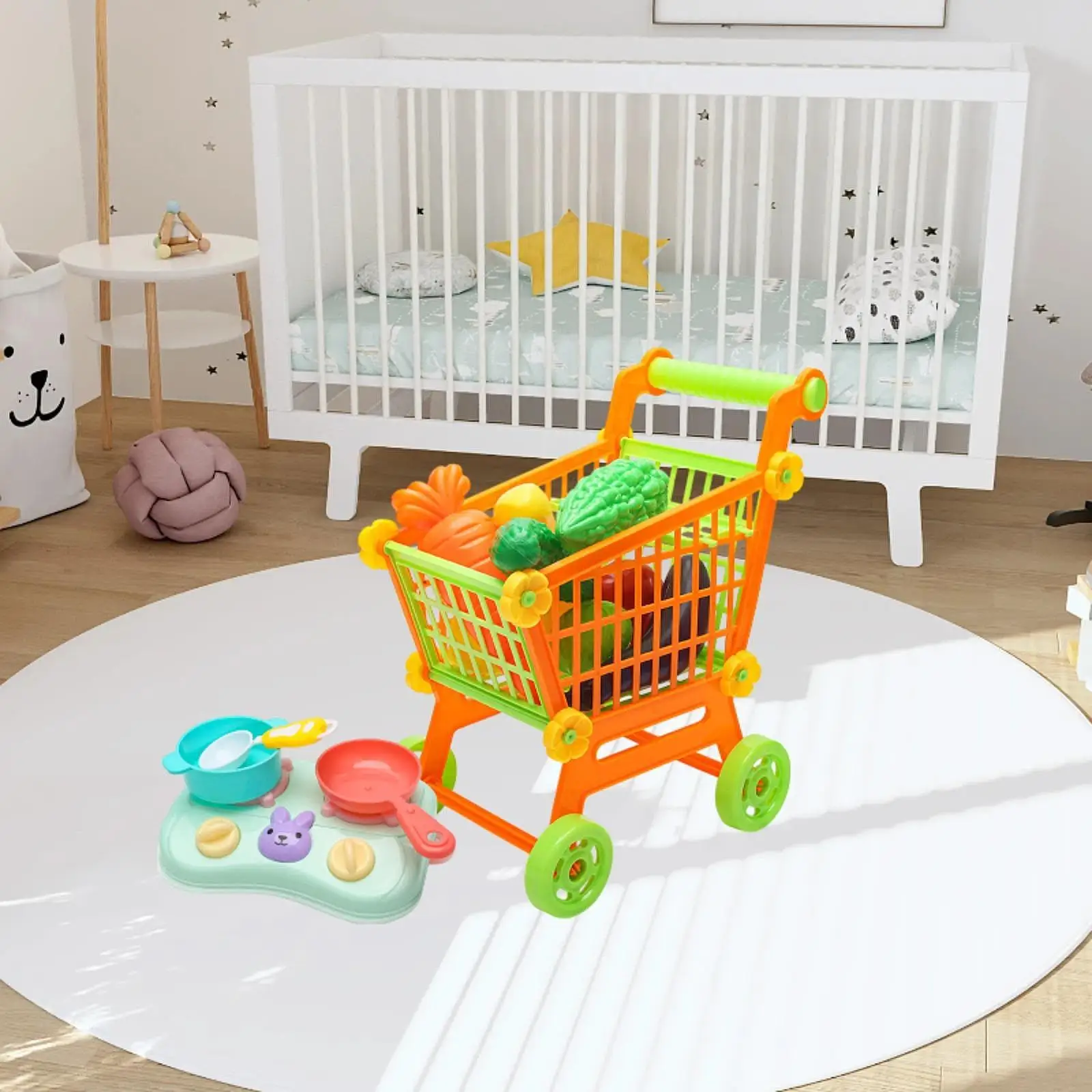 

Kids Shopping Cart Toys Fruit Vegetable for Girls Boys Preschoolers Children
