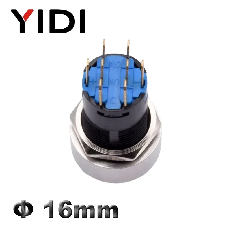 16mm Metal Rotary Selector Switch 2 3 Position On Off 12V Led Red Green Stainless Steel Push Button Switch 1NO1NC Latching SPDT