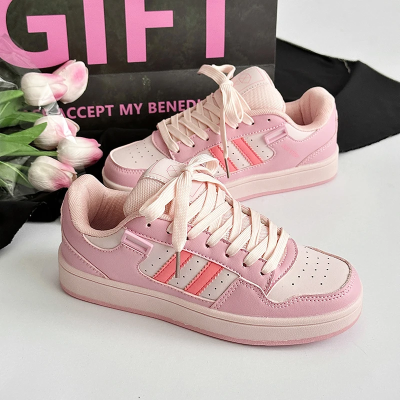 

Fashion Pink Men's Skate Shoes Leather Skateboard Shoes Woman Low Top Platform Designer Shoes Man Sneakers zapatillas de skate