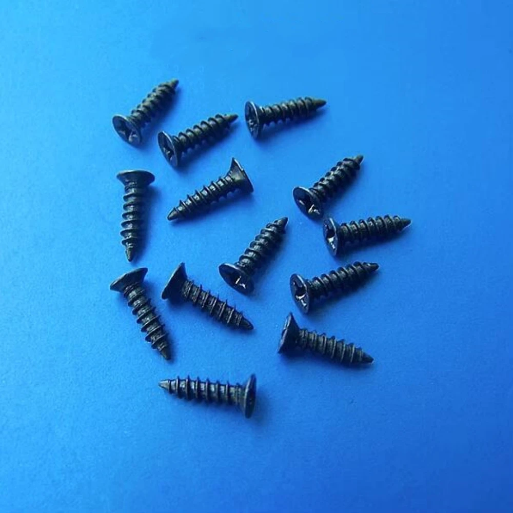 KA1.2 1.4 1.7 M2 2.3 2.6 2.8 M3 *2 3 4 5 6 7 8 10 12mm silver or black flat head cross phillips pointed tail self-tapping screws