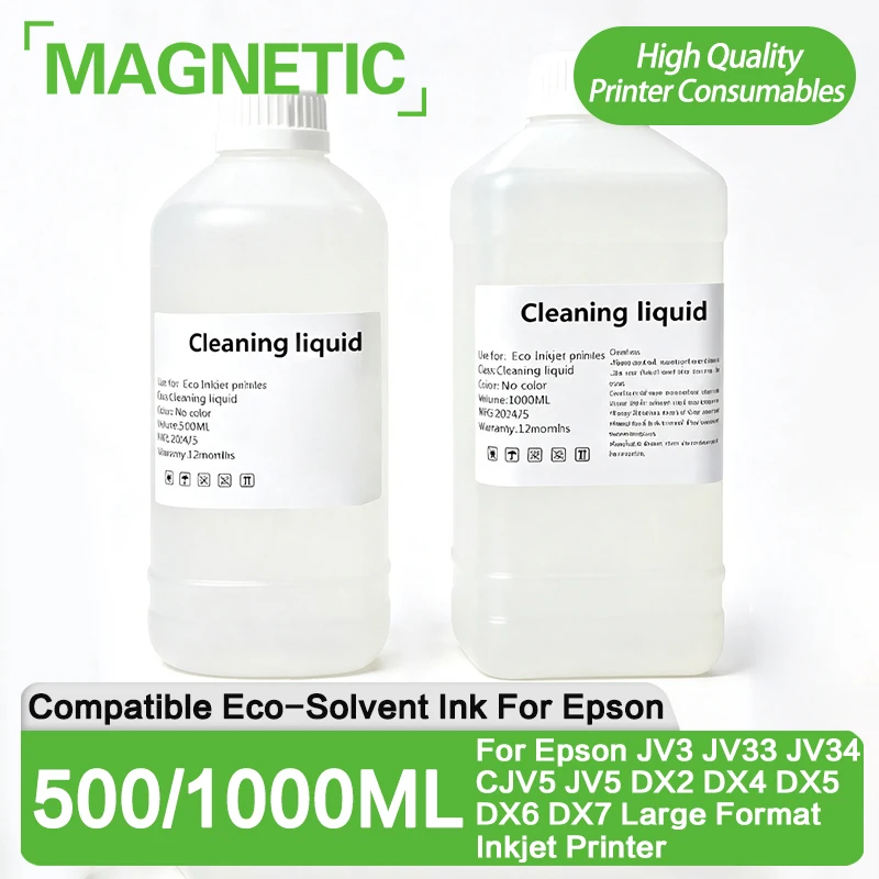 500ML 1000ML Eco-Solvent-Tintenreinigungslösung für Epson JV33 JV34 DX2 DX4 DX5 DX6 DX7 Druckkopf Großformat-Tintenstrahldrucker