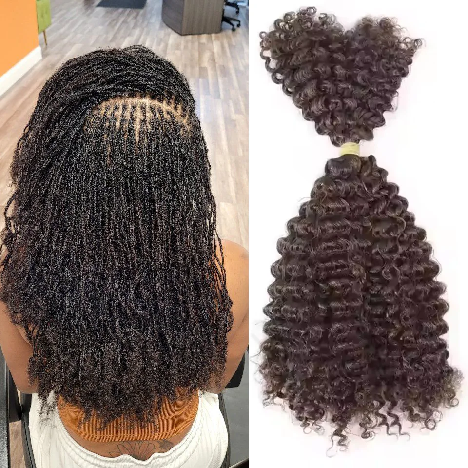 22 Inch QVR 100% Human hair Bundles  Kinky Twist Crochet Braiding Hair Sleek Curly Human Hair Bulks 1 PCS Afro Kinky V Bulk Hair