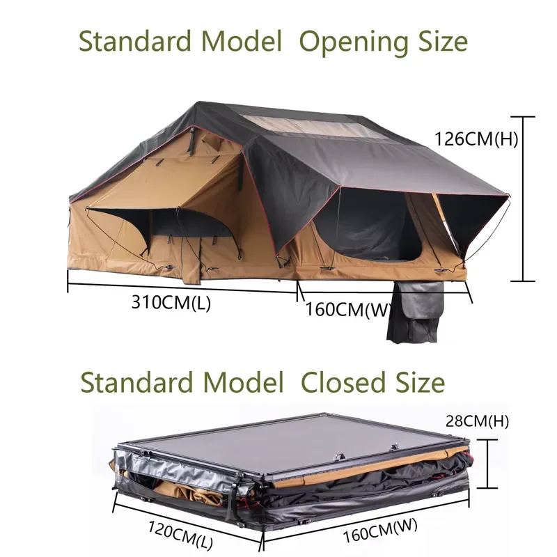Large Capacity Soft Shell Rooftop Tent Extended Size Waterproof Camping Tent for 3-4 Person SUV 4x4