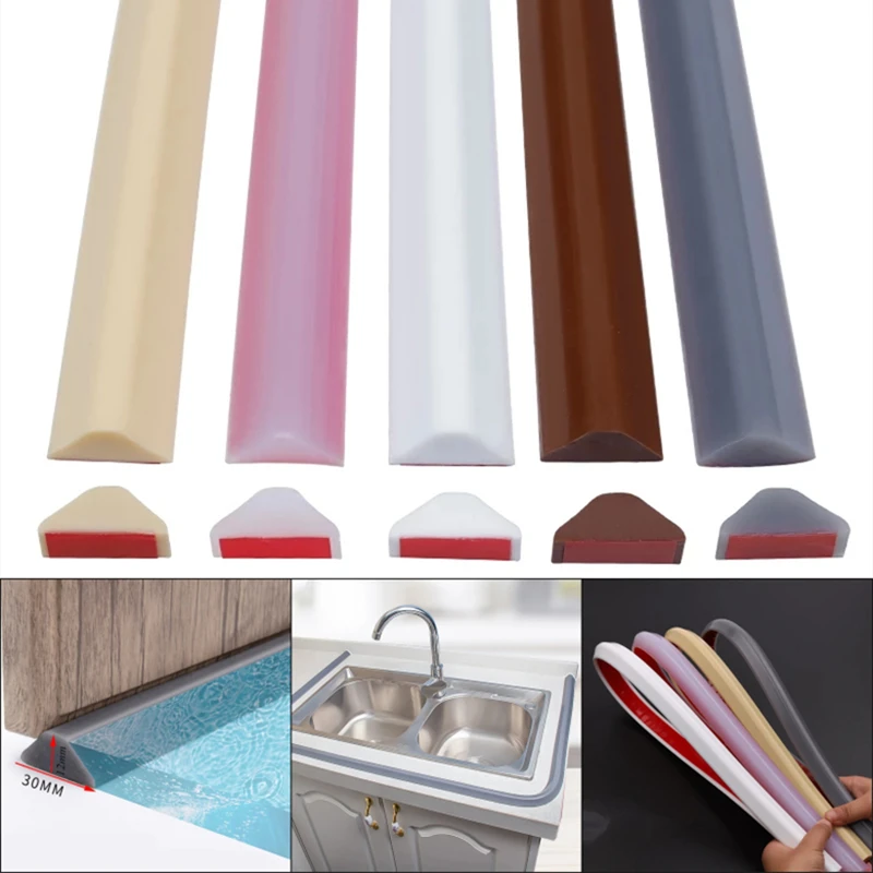 Multi-size color silicone water barrier Bendable Bathroom Stopper Blocker retaining strip Dry And Wet Separation Flood barriers