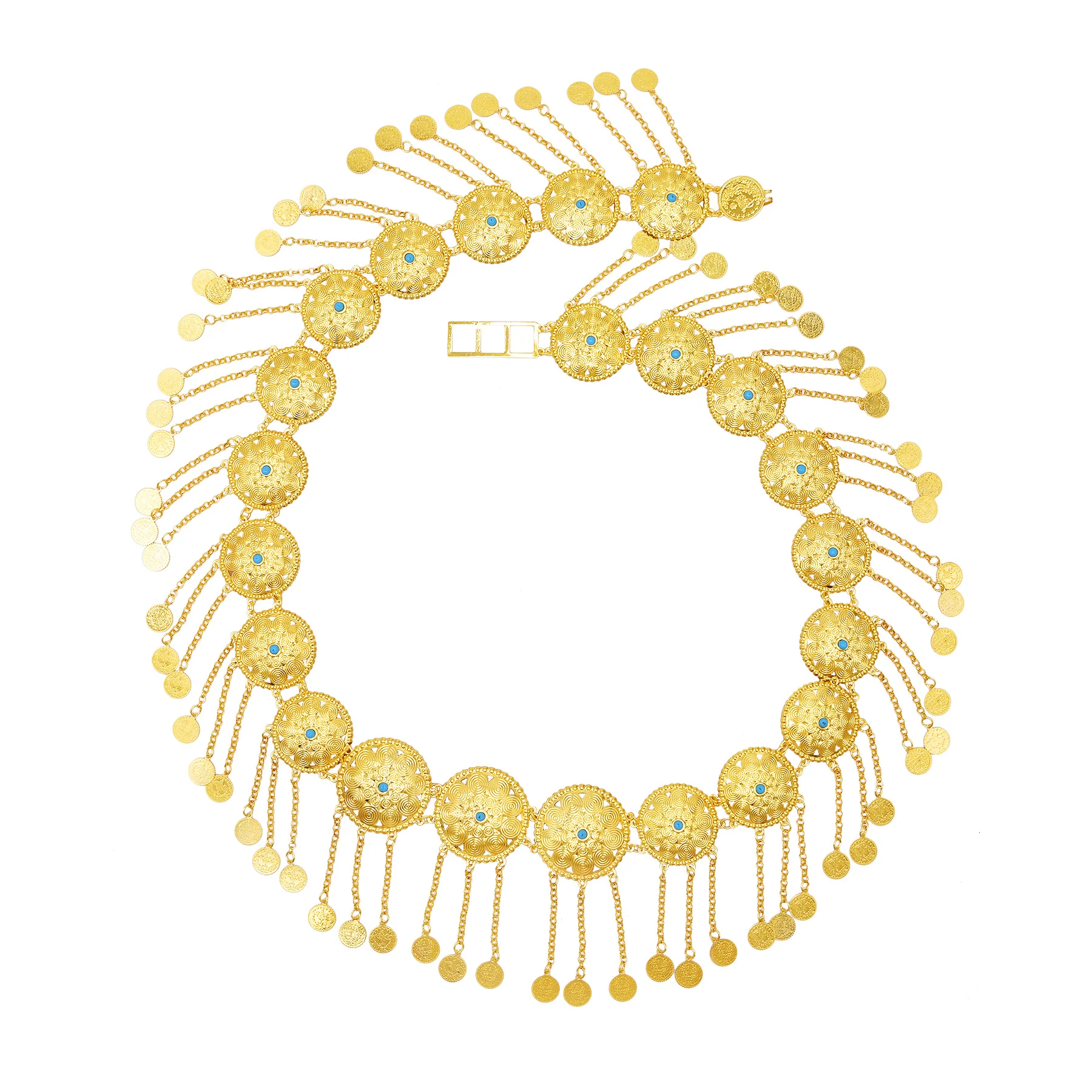 Gold Plated Coin Tassel Waist Belly Chains for Women Traditional Indian Arab Turkey Kurdish Bride Wedding Body Jewelry Accessory