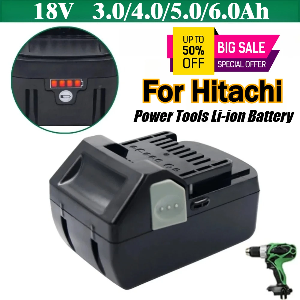 18V 3.0/4.0/5.0/6.0Ah Power Tools Li-ion Battery for Hitachi BSL1830 BSL1850 BSL1860 BCL1815 EBM1830 BSL1840 330139 DS18DBL