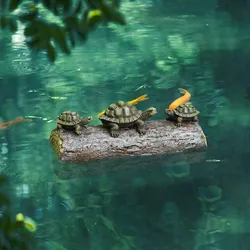 Garden courtyard pond fish tank decoration landscaping simulation ornaments three turtles climbing wood floating in water toys