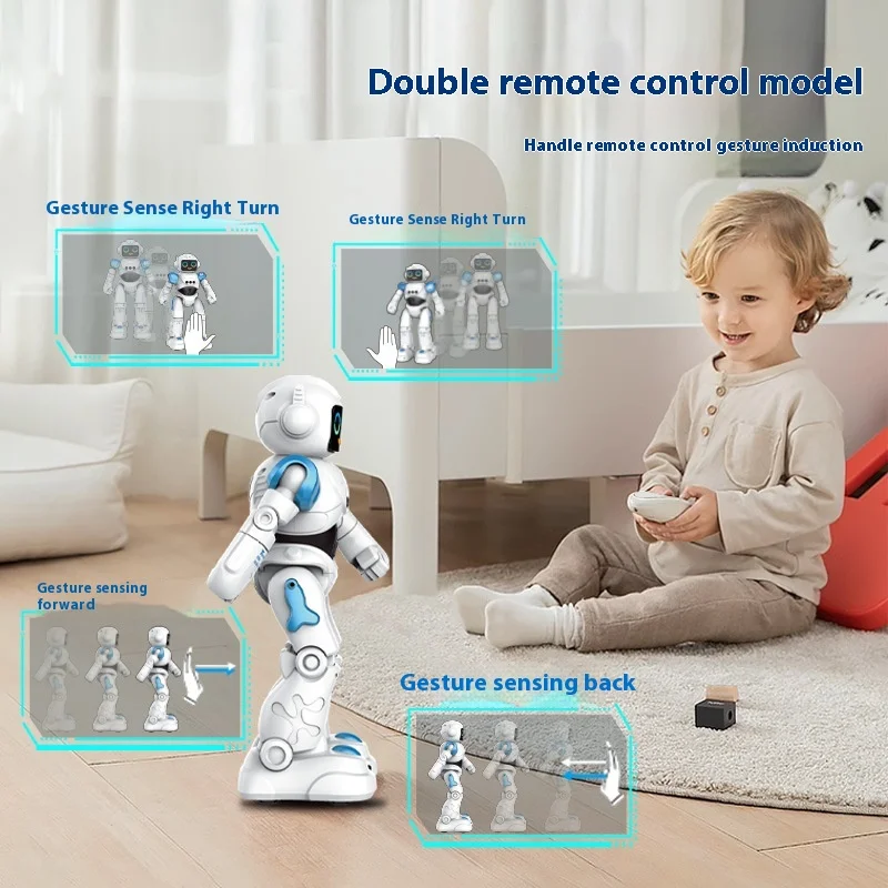 Robot inteligente con Control remoto para niños, juguete multifuncional con Control remoto, programación de diálogo de voz, expresión táctil, gesto de baile