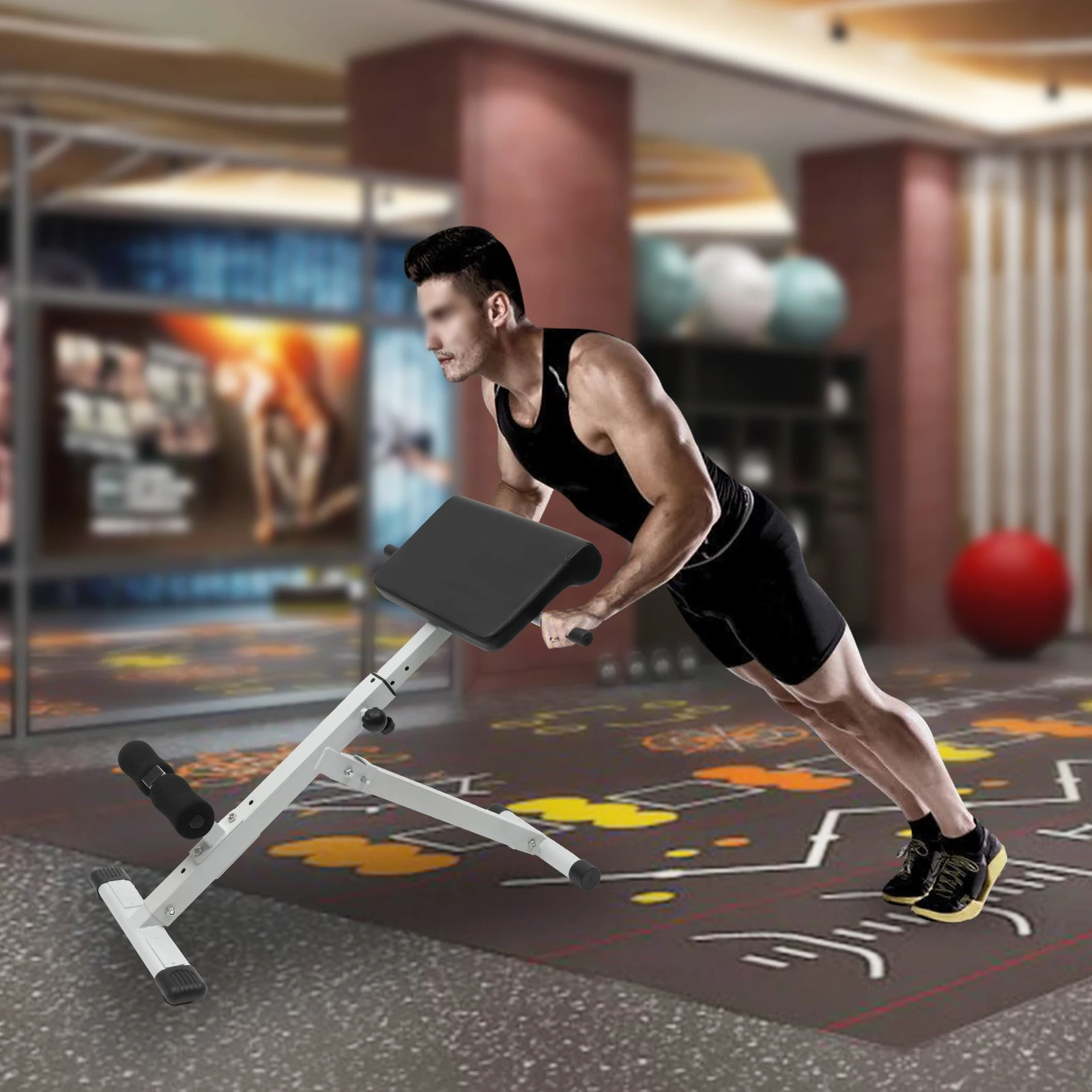 Banco de Pesas Ajustable Stamina X para Ejercicios de Espalda y Fortalecimiento del Core, Banco de Hiperextensión para Abdominales y Entrenamientos en Casa - Blanco