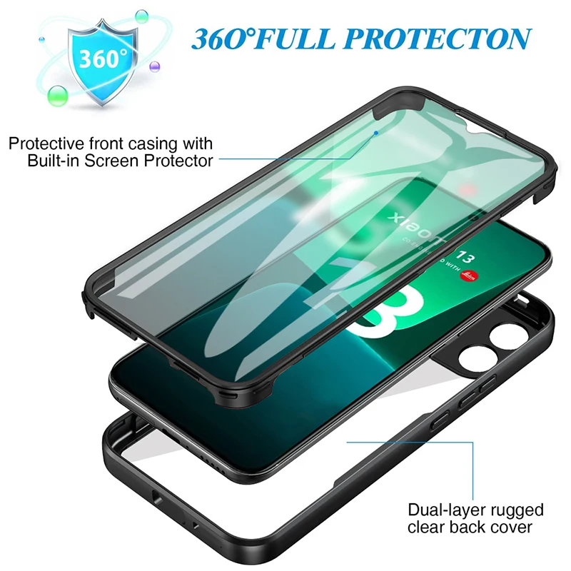 360 Full Body Protective Phone Case For Xiaomi Mi 11 Pro 11 Lite Mi 11X 11I 11T Mi 10 Lite 5G  Xiaomi CIVI2 Built Screen Cover