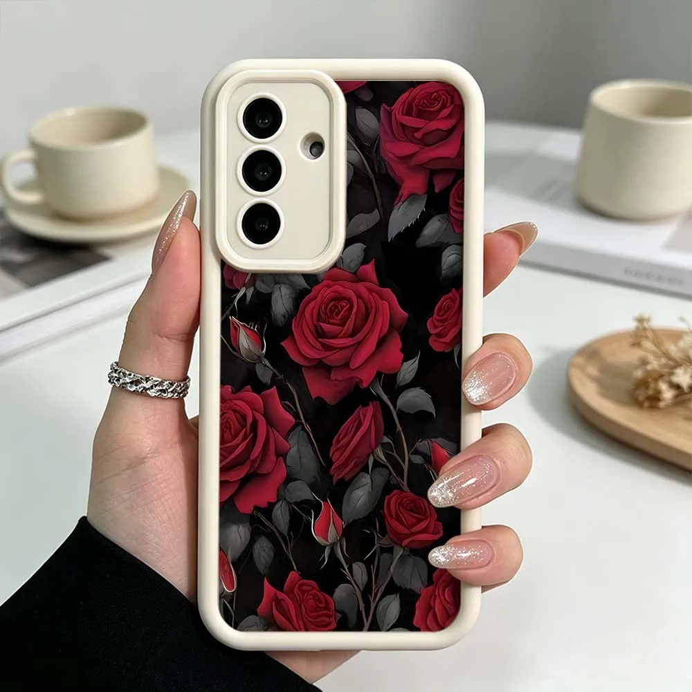 Vintage Rose Flowers Pattern For Samsung Galaxy A73 A57 A56 A55 A54 A53 A52s A37 A36 A35 A33 A17 A16 A07 A06 A05 Phone Case