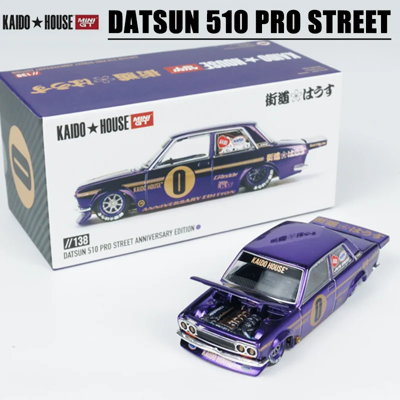 KAIDO HOUSExMINIGT 1/64 NISSAN DATSUN 510 PRO STREET Alloy Toy Motor Vehicle Diecast Metal Model Gift