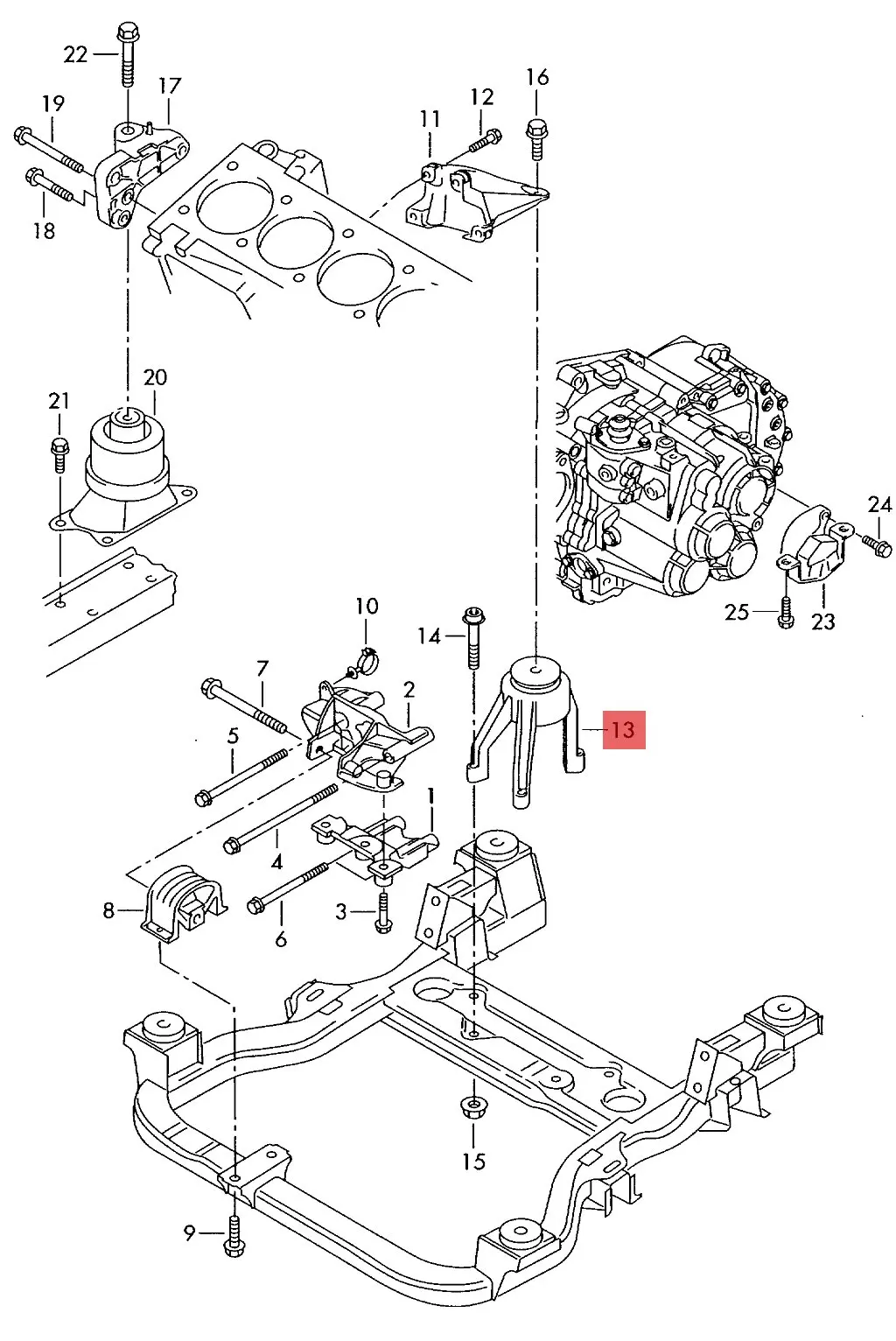Engine Mount 7H0199849BC for VW CALIFORNIA T5 2007-2015 MULTIVAN T5 2003-2015 TRANSPORTER T5 2003-2015 Engine Support Mounting