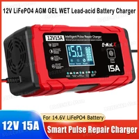 Cargador de reparación de pulso inteligente de batería Lifepo4 de 14,6 V, 15A, 12V, 15A, 24V, 8A, cargador de motocicletas eléctricas para batería de GEL AGM de plomo y ácido