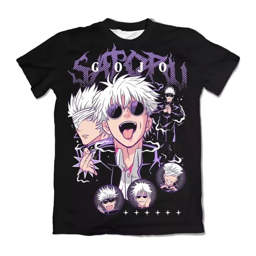 Jujutsu Kaisen Gojo Satoru Unisex Reines Baumwoll-T-Shirt 2026 Sommer Heißer Anime-Print Rundhals Locker Sitzendes Kurzarm-Oberteil für die Familie