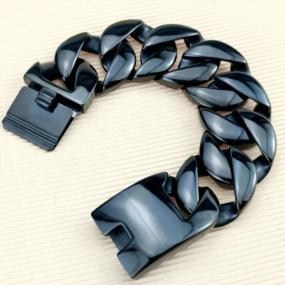 سوار من الفولاذ المقاوم للصدأ ثقيل الوزن - إكسسوار أزياء رجالي أسود #4