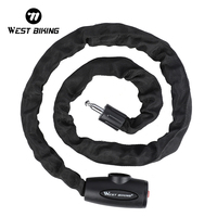 WEST BIKING Bicycle Anti Theft Chain Lock Hard Steel Alloy Durable Bold Lock For MTB Bike Motorcycle Scooter Cycling Accessories