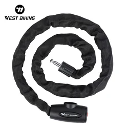 WEST BIKING Bicycle Anti Theft Chain Lock Hard Steel Alloy Durable Bold Lock For MTB Bike Motorcycle Scooter Cycling Accessories