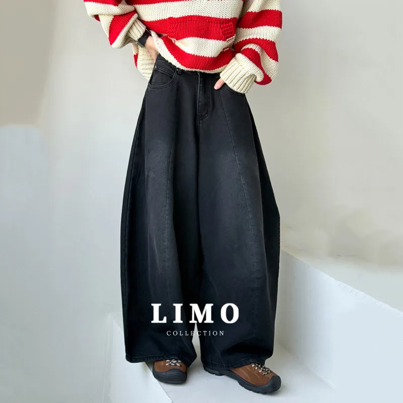 

LIMO 2025, осень-зима, хлопковые джинсы в американском стиле ретро на флисовой подкладке, брюки для женщин, брюки с высокой талией, повседневная повседневная уличная одежда