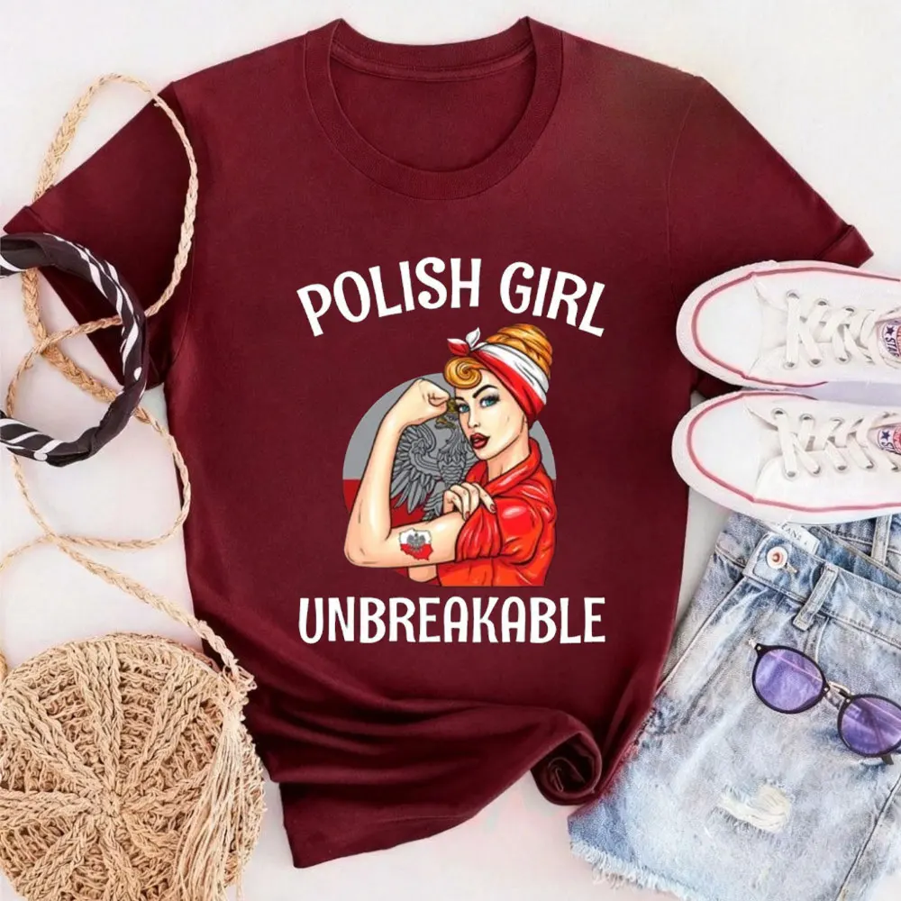 Polish Girl Unbreakable Summer T-Shirt Heritage Poland Flag Gift Cool Gift Idea for Women Mom Wife Great Present for Grandma