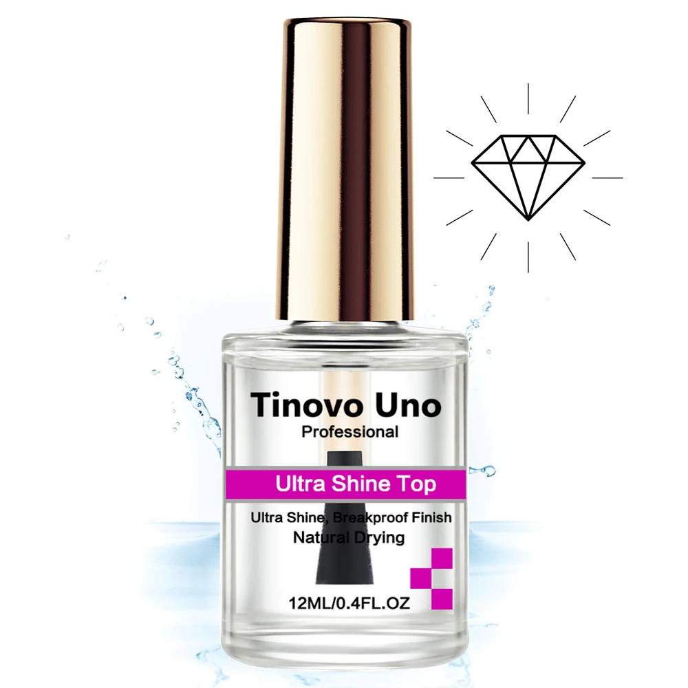 Tinovo Uno 12Ml Ultra Glanzende Top Coat Snel Droog Nagellak Afwerking Cover Sealer Manicure Nail Art Versterker Verharder Nagelverzorging