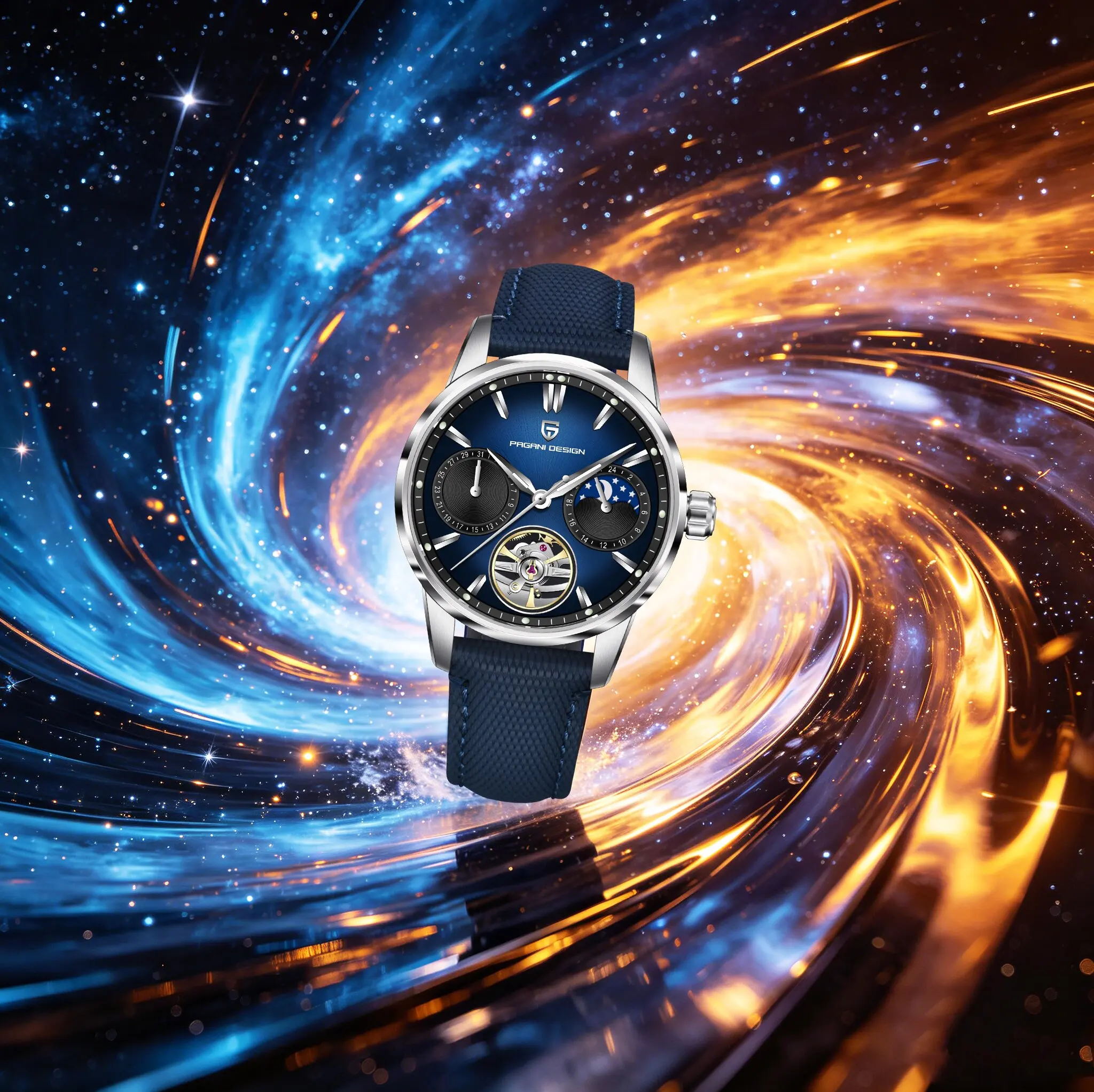 Moonphase Complication Watch - PAGANI DESIGN Men Business Dress Mechanical