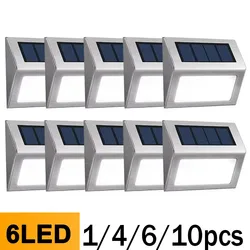 6LED Solar Outdoor Lights Waterproof Garden Fence Decoration Wall Lamp for Patio Street Yard Balcony
