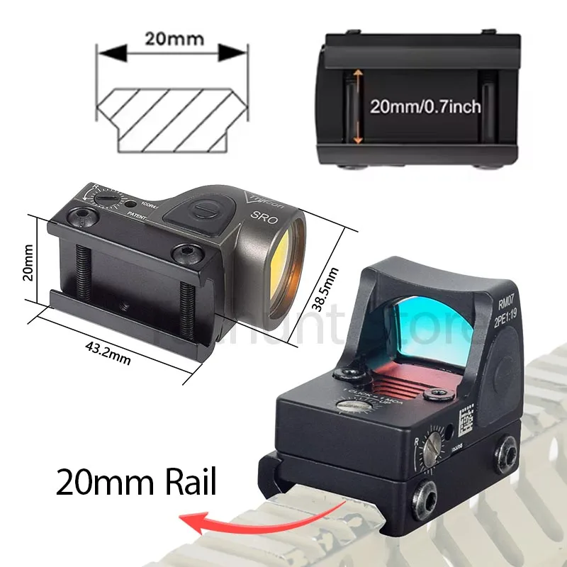 Trijicon RMR HD101 Mira de punto rojo Airsoft Montura Picatinny 45° - imagen 4