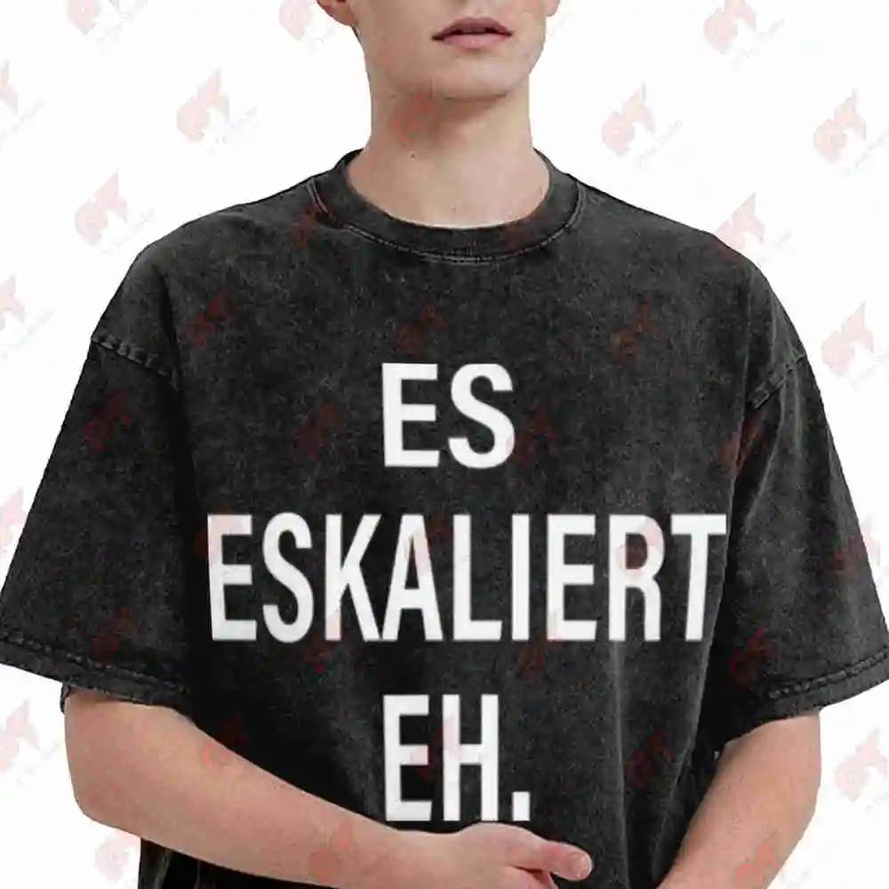 Bold Escalated It Escalates Anyway Slogan Vintage Washed Tee Pure Cotton T-Shirt