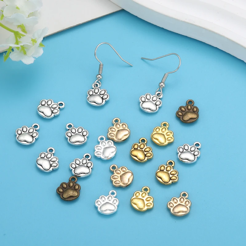 20pcs 6 Colors Dog footprints Charms For Bracelets Necklace Pendant DIY Handmade Jewelry Making accessories 10*12mm D9347