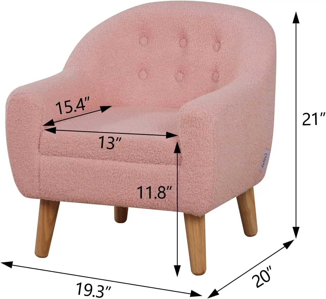 كرسي أريكة للأطفال الصغار/كرسي أريكة للأطفال/أريكة أريكة منجدة مخملية للأطفال/أريكة أطفال كبيرة بأرجل خشبية هدية للأطفال (وردي)
