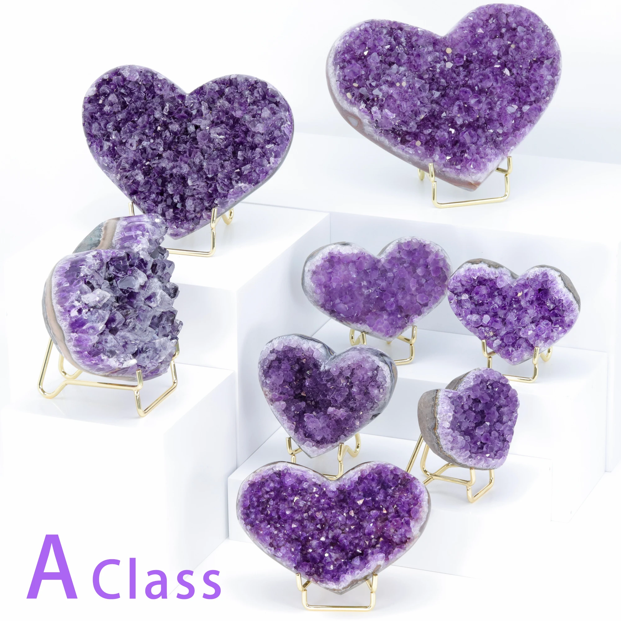 A classe ametista naturale Geode amorevole A forma di cuore quarzo Cluster campione di cristallo guarigione energetica Thunder Egg all\'ingrosso