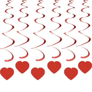 Kalp-Aşk-Spiral-Girdap - Asılı Çelenk ile Kırmızı ve Beyaz sıcak hava Balon, Payet, sevgililer Günü, Dekorasyon İçin Parti, düğün, Süslemeleri, Doğum Günü, 6 pcs 6 Büyük satış çelengi, saman-no. 2