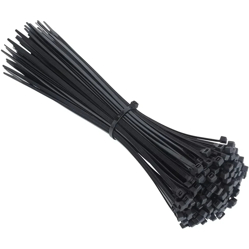100 PCS Self-locking Plastic Nylon Tie 100 PCS Black Cable Tie Fastening Ring Cable Tie Zip Wraps Strap Nylon Cable Tie Set