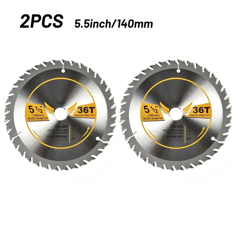 ALLGOOD 2PCS Circular Saw Blade 5-1/2inch X 5/8inch Arbor 36 Tooth Carbide Tungsten Saw Blade Cutting Wood Carbide Discs Cutting