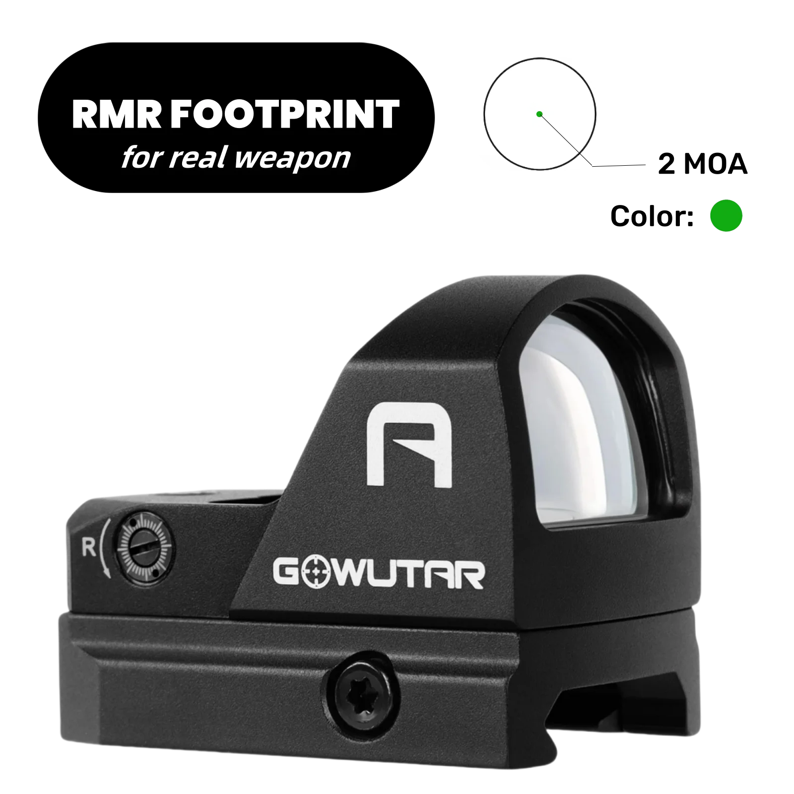 

HHC-A20G Green Dot Sight RMR Footprint Shake Awake Mini Reflex Sight 2 MOA Reticle 1x24mm Rifle Scope with Picatinny Mount