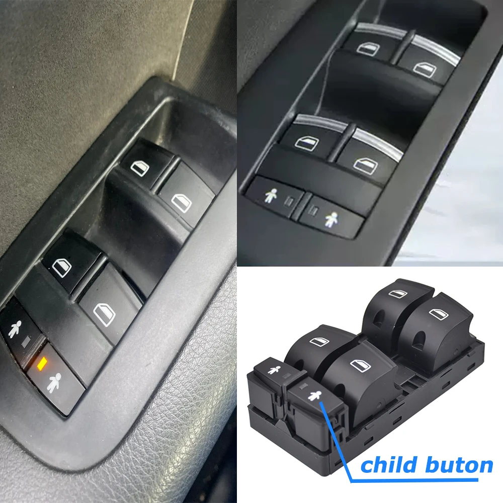 4F0959851H 4F0959851F 4F0959851J 4F0959851G For Audi A3 8p S3 A6 S6 RS6 Q7 Car Chrome Power Window Control Switch 10 Pins Red