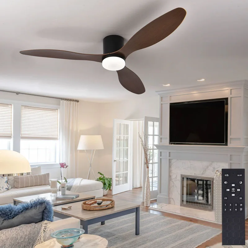 52 Inch Modern DC Motor Ceiling Fan With LED Lighting Remote Control Minimalist Three Blade Design For bedroom living room Home