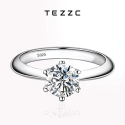 Tezzc 1-3CT VVS1 Moissanite Rings for Women Engagement Wedding Promise Solitaire Band With Certificate S925 Sterling Silver Ring