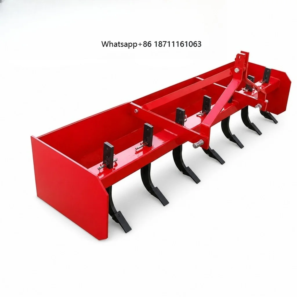 Box Blade 1200-2400mm Working Width 20-60HP Tractor 3-Point Hitch Scarifier Teeth Land Leveler Grader Road Building Snow Removal