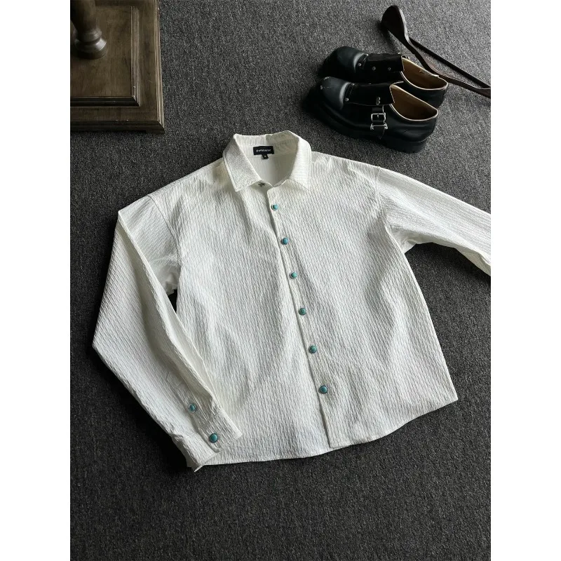 Men's long sleeved shirt summer new fashionable casual outdoor long sleeved shirt men's pleated shirt jacket
