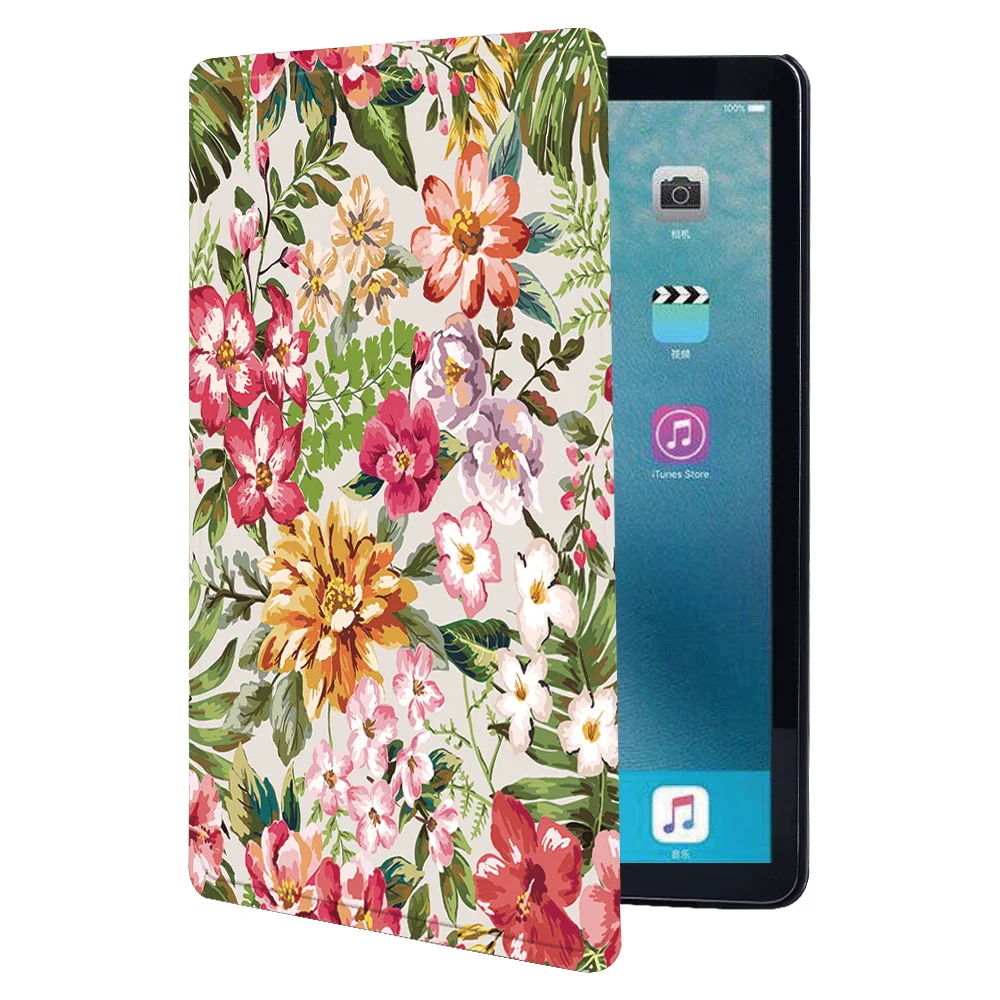 2022 Air 5 Case dla Apple IPad Air 1 2 9.7 "/Air 3 10.5"/Air 4 10.9 "Flower Print Anti-fall Stand skórzany Tablet pokrowiec ochronny