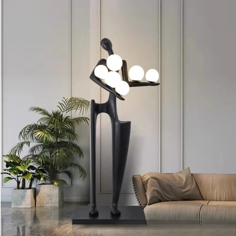 

Portrait FRP Sculpture Hotel Exhibition Hall Art Ornament Light Floor Light Creative Abstract