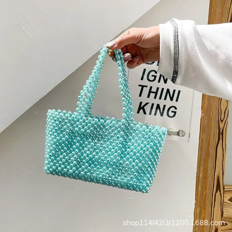 

Fashion Party Ladies Designer Bag Purses and Handbags Mini Pearl Women's Bag Handwoven Beaded DIY Homemade 2024 Transparent Bag