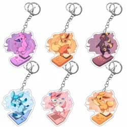 Pokemon Anime Eevee Leafeon Glaceon Jolteon Sylveon Espeon Flareon Vaporeon Flareon Acrylic Keychain Bag Pendant Decoration