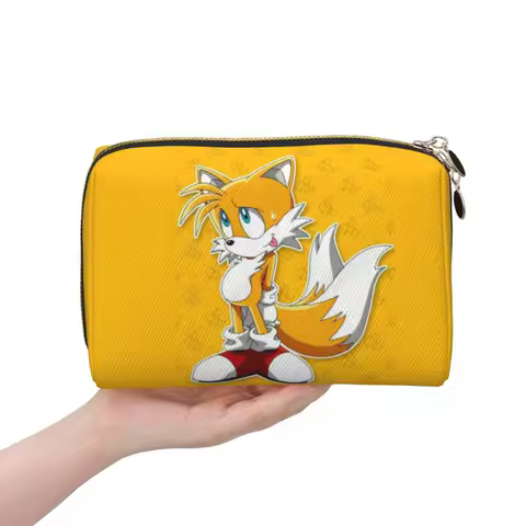 Tails The Fox Sonic The Hedgehog Women Cosmetic Bag Travel Makeup Organizer Pouch Toiletry Storage Dopp Kit Box