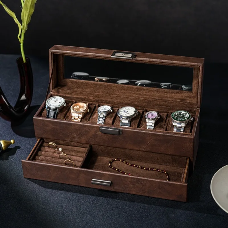 Multifunctional Watch Box Jewelry Case Ring Earring Watch Necklace Storage Boxes Luxury Dustproof Women's Watch Storage Boxes
